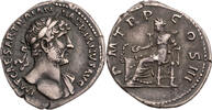 Römische Kaiserzeit Denar Hadrianus, Büste / Salus füttert Schlange -