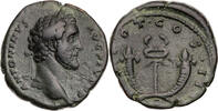 Römische Kaiserzeit As Antoninus Pius, Kopf / gekreuzte Füllhörner vor Caduceus -