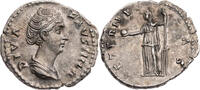Römische Kaiserzeit Denar Diva Faustina I., Büste / AETERNITAS, Fortuna mit Globus und Ruder -
