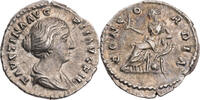 Römische Kaiserzeit Denar Faustina minor, Büste / CONCORDIA, Concordia mit Blüte -