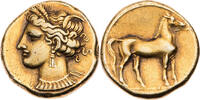 Zeugitania Stater 290-270 v. Chr. Karthago, Kopf der Tanit / Pferd ss