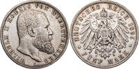 Kaiserreich, Württemberg 5 Mark Wilhelm II. (1891 bis 1918) - Kursmünze (1892-1913) -