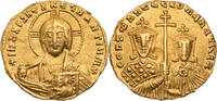 Byzanz Solidus 945-959 Constantinus VII. Porphyrogenitus mit Romanus II. Vs. Kratzer, kl. Prüfspur a