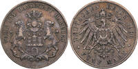Kaiserreich, Hamburg 5 Mark Kursmünze (1891-1913) -