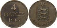 Guernsey 4 Doubles Kursmünze (1914-1949) selten! -