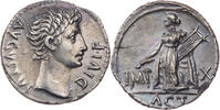 Römische Kaiserzeit Denar Augustus, Kopf / Apollo von Actium mit Kithara -