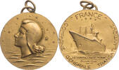 France Medaille French Line - Auf das Linienschiff FRANCE, Le Havre - New York -