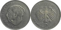 Bundesrepublik Deutschland 2 DM Theodor Heuss - Kursmünze (1970-1987) - Prägeschwäche auf Vorder- und Rückseite -