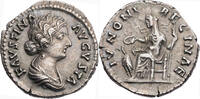 Römische Kaiserzeit Denar 161-176 n. Chr. Faustina minor, Büste / IVNONI REGINAE, Iuno mit Szepter u
