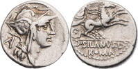 Römische Republik Denar D. Iunius Silanus, Kopf der Roma / Victoria in Biga -