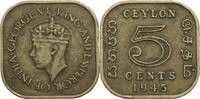 Ceylon 5 Cents Georg VI. (1936-1952) - Kursmünze (1942-1945) -