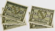 Auerbach im Vogtland 3x50 Pfennig, 3x75 Pfennig Komplette Serie von 6 Scheinen -