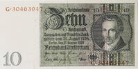 Deutschland, Weimarer Republik 10 Reichsmark Banknote -
