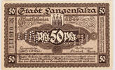 Langensalza 50 Pfennig Banknote - Äußerst selten in dieser Erhaltung - UNGÜLTIG ! -