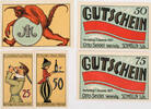 Schmölln 25, 2x50, 75 Pfennig, 1 Mark Weinhandlung Otto Seidel - komplette Serie von 5 Scheinen -