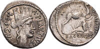 Römische Republik Denar 55 v. Chr. A. Plautius, Kopf der Kybele / Mann kniet neben Kamel, ex Salton Collection leichte Prägeschwächen, etwas bele...
