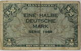 Deutschland, Trizone 1/2 DM 1948 Banknote - Serie 1948 IV 20,00 EUR Differenzbesteuert nach §25a UStG zzgl. 5,00 EUR Versand