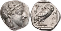 Attika Tetradrachme 460-454 v. Chr. Athen, Kopf der Athena / Eule, late transitional issue Vs. min. korrodiert, Rs. leichter Doppelschlag, sonst ...