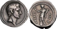 Imperatorische Prägungen Denar 32-29 v. Chr. Octavianus, Kopf / Pax mit Olivenzweig und Füllhorn, gutes Porträt! feine dunkle Tönung, Vs. Punze, ...
