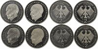 Bundesrepublik Deutschland 4 x 2 DM 2 D-Mark Kursmünzen Konrad Adenauer - kompletter Jahrgang -