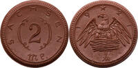 Sachsen 20 Pfennig, 1 Mark, 2 Mark 3 Notmünzen aus Böttgersteinzeug -
