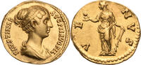 Römische Kaiserzeit Aureus Faustina II., Büste / VENVS, Venus mit Apfel und Steuerruder -