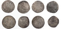 Spanische Niederlande 3 x 1/5 Daalder, 1 Real Philipp II. (1555-1598), Albert und Isabella (1598-1621) - Lot von 4 Münzen -
