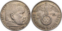 Drittes Reich 5 Reichsmark Hindenburg - Kursmünze (1936-1939) -