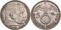 Drittes Reich 5 Reichsmark Hindenburg - Kursmünze (1936-1939) -
