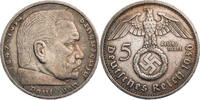 Drittes Reich 5 Reichsmark Hindenburg - Kursmünze (1936-1939) -