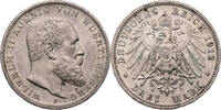 Kaiserreich, Württemberg 3 Mark Wilhelm II. (1891 bis 1918) - Kursmünze (1908-1914) -