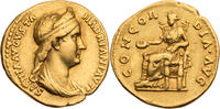 Römische Kaiserzeit Aureus 130-133 n. Chr. Sabina, Büste / CONCORDIA AVG, Concordia mit Patera ss+ /
