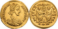 Römische Kaiserzeit Solidus 388 n. Chr. Valentinianus II., Lugdunum, Büste / Valentinianus II. und T