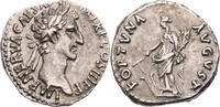 Römische Kaiserzeit Denar 97 n. Chr. Nerva, Kopf / FORTVNA AVGVST, Fortuna mit Füllhorn und Ruder fast vz