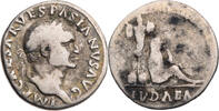 Römische Kaiserzeit Denar 69/70 n. Chr. Vespasianus, Kopf / IVDAEA, trauernde Judaea an Tropaeum etwas fleckig, s-ss/s