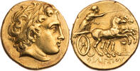 Makedonien, Königreich Stater 323-319 v. Chr. Philippos III. Arrhidaios, Kopf des Apollon / Wagenlen
