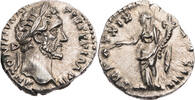Römische Kaiserzeit Denar 155/156 n. Chr. Antoninus Pius, Kopf / Pax mit Füllhorn und Zweig knapper Schrötling, Rs. aus verbrauchtem Stempel, son...