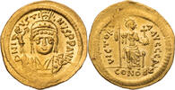 Byzanz Solidus Iustinus II., Büste / Constantinopolis mit Szepter und Kreuzglobus, R! -