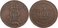 Schweden 5 &Ouml;re 1907 Oscar II. (1872-1907) - Kursm&uuml;nze ss 10,00 EUR  zzgl. 5,00 EUR Versand