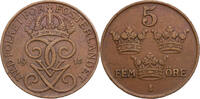 Schweden 5 &Ouml;re 1915 Gustav V. (1907-1950) - Kursm&uuml;nze (1909-1950) ss 10,00 EUR  zzgl. 5,00 EUR Versand