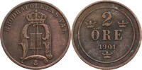 Schweden 2 &Ouml;re 1901 Oscar II. (1872-1907) - Kursm&uuml;nze (1877-1905) ss 10,00 EUR  zzgl. 5,00 EUR Versand
