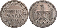 Weimarer Republik 3 Mark 1924 A Kursm&uuml;nze (1924-1925) ss 45,00 EUR  zzgl. 5,00 EUR Versand