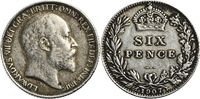Grossbritanien Six-Pence Edward VII
