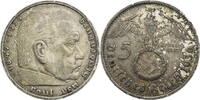 Drittes Reich 5 Reichsmark Hindenburg - Kursmünze (1936-1939) -
