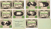Plön 5x50 Pfennig Komplette Serie holsteinische Schweiz - Papier sämisch mit Originalumschlag -