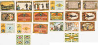 Pössneck 20, 3x25, 5x50, 75 Pfennig Lot von 10 verschiedenen Scheinen -