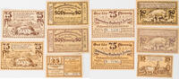 Badetz bei Zerbst 25, 2x50, 75 Pfennig Lot von 5 verschiedenen Scheinen - Domäne Badetz - Schweinezüchterei -