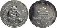 China, Volksrepublik 10 Yuan 1996 1 Oz Silber Panda - large Date vz-st, angelaufen