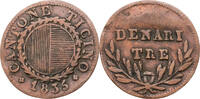 Schweiz, Tessin 3 Denari Kursmünze (1814-1841) -