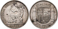 1 Peseta 1933 (1934) Spanien, 2. Republik Kursmünze ss, fleckig
